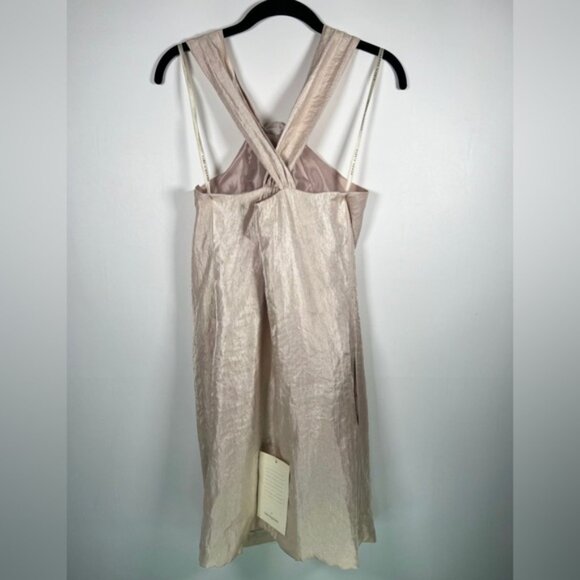 NWT ALEXIA ADMOR NEW YORK USA Made 🇺🇸 Champagne Bow Halter Neck Mini Dress S - Picture 5 of 16
